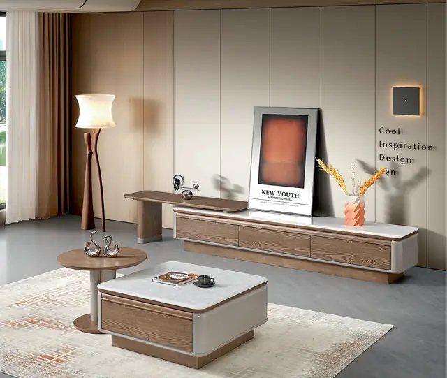 KTCJ-002 Model 262 Super Crystal Stone TV Cabinet & Coffee Table Set