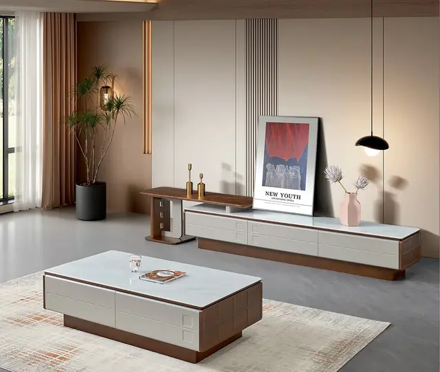 KTCJ-007 Model 264 Jade Crystal Glass TV Cabinet & Coffee Table Set