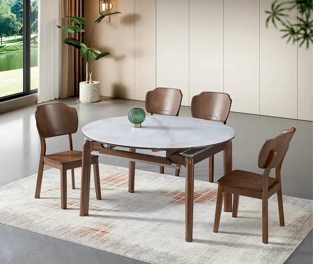 SS-002 Model 268 Tempered Glass Extendable Table & Chair Set