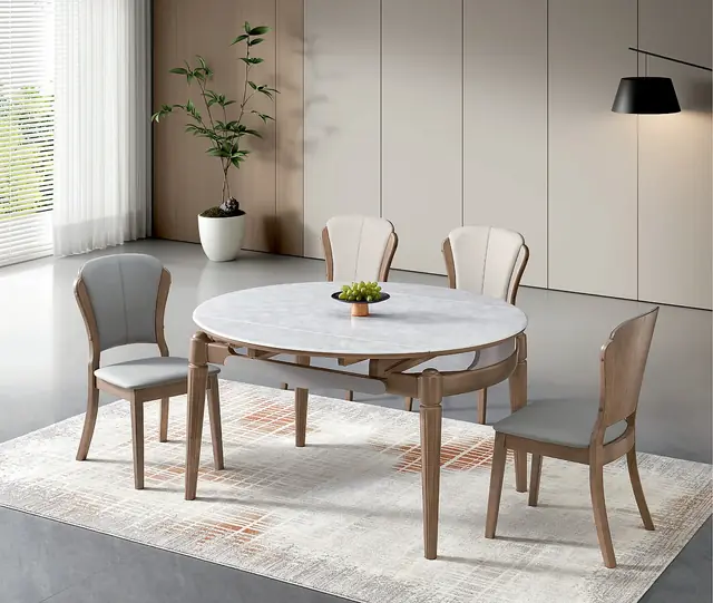 SS-003 Model 262 Super Crystal Stone Extendable Table & Chair Set