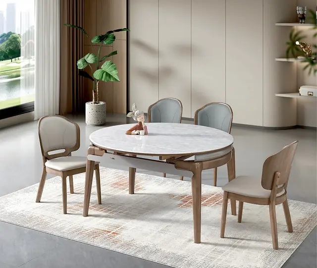 SS-004 Model 262-1 Super Crystal Stone Extendable Table & Chair Set