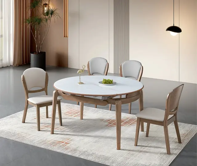 SS-005 Model 265 Jade Crystal Glass Extendable Table & Chair Set