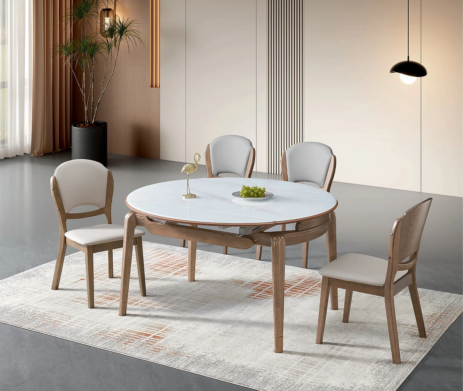 SS-005 Model 265 Jade Crystal Glass Extendable Table & Chair Set