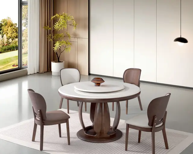 SS-007 Model B203# B128# Microcrystalline Stone Extendable Table & Chair Set