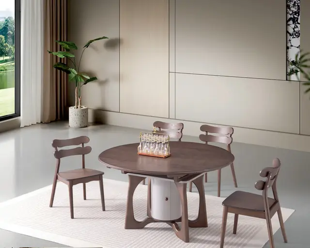 SS-019 Model B26# Solid Wood Top Extendable Table & Chair Set