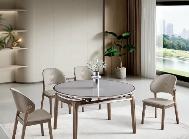 SS-020 Model M135# Tech Glass Extendable Table & Chair Set