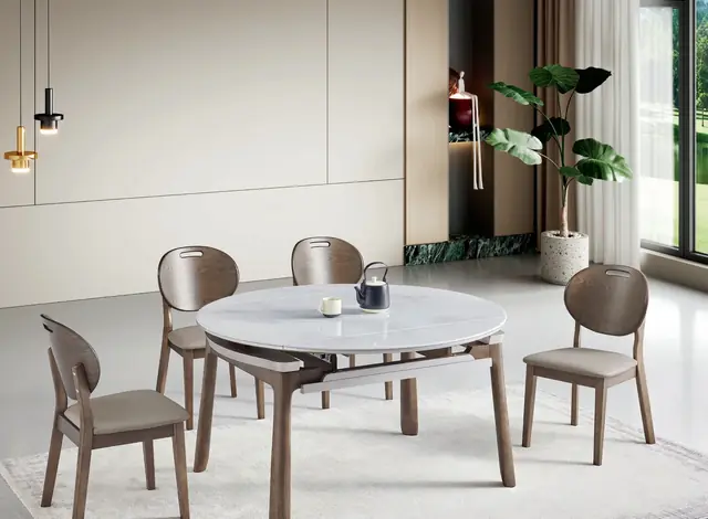 SS-021 Model 205# Tech Glass Extendable Table & Chair Set