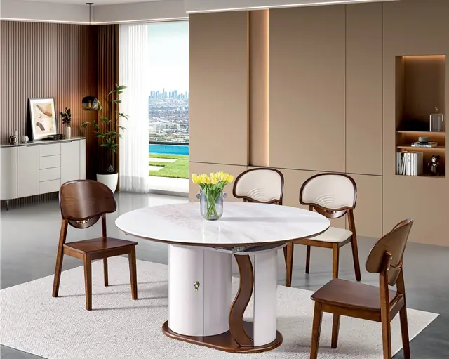 SS-023 Model M96# Tech Stone Extendable Table & Chair Set
