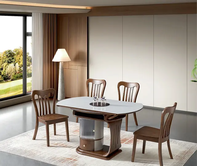 SS-027 Model 266 Tempered Glass Extendable Table & Chair Set