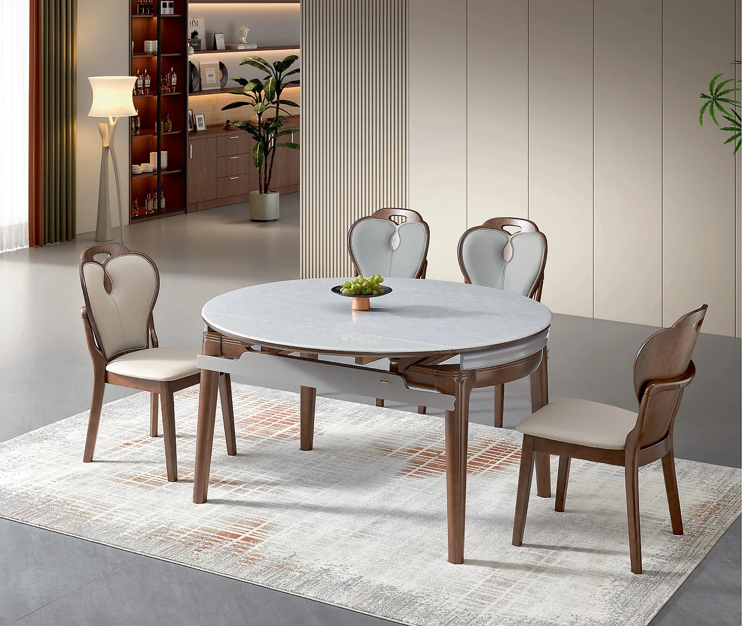 SS-028 Model 266-1 Tempered Glass Extendable Table & Chair Set