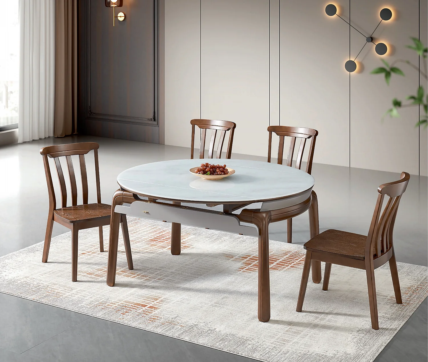 SS-029 Model 264 Jade Crystal Glass Extendable Table & Chair Set