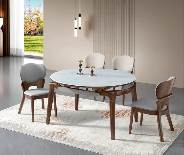 SS-030 Model 264-1 Jade Crystal Glass Extendable Table & Chair Set