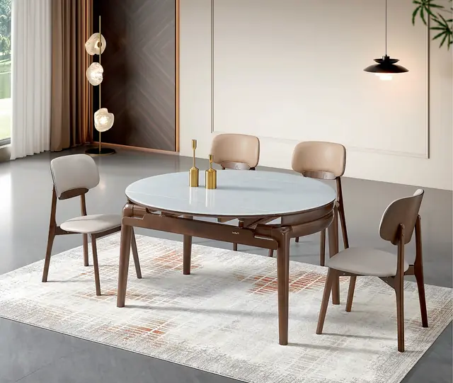 SS-032 Model 263-1 Jade Crystal Glass Extendable Table & Chair Set