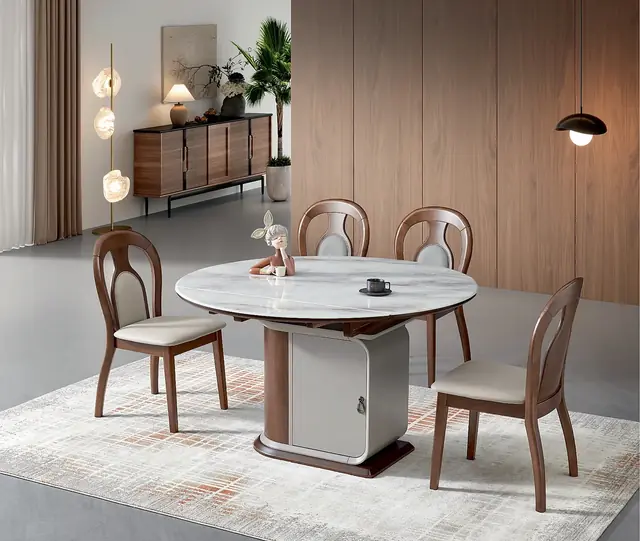 SS-033 Model 261-2 Super Crystal Stone Extendable Table & Chair Set