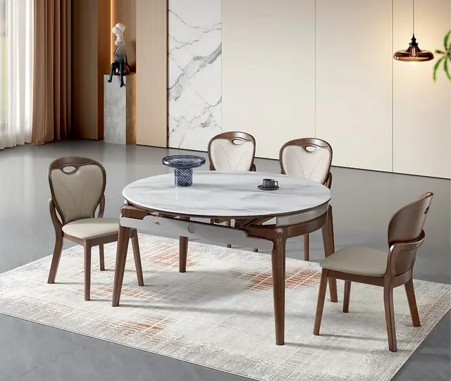 SS-034 Model 261 Super Crystal Stone Extendable Table & Chair Set