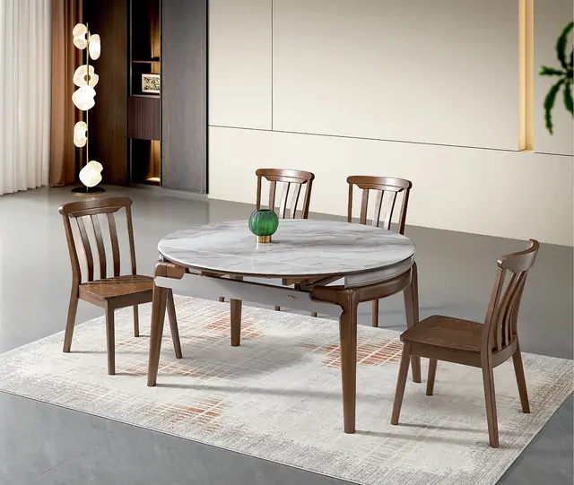 SS-036 Model 2623 Super Crystal Stone Extendable Table & Chair Set