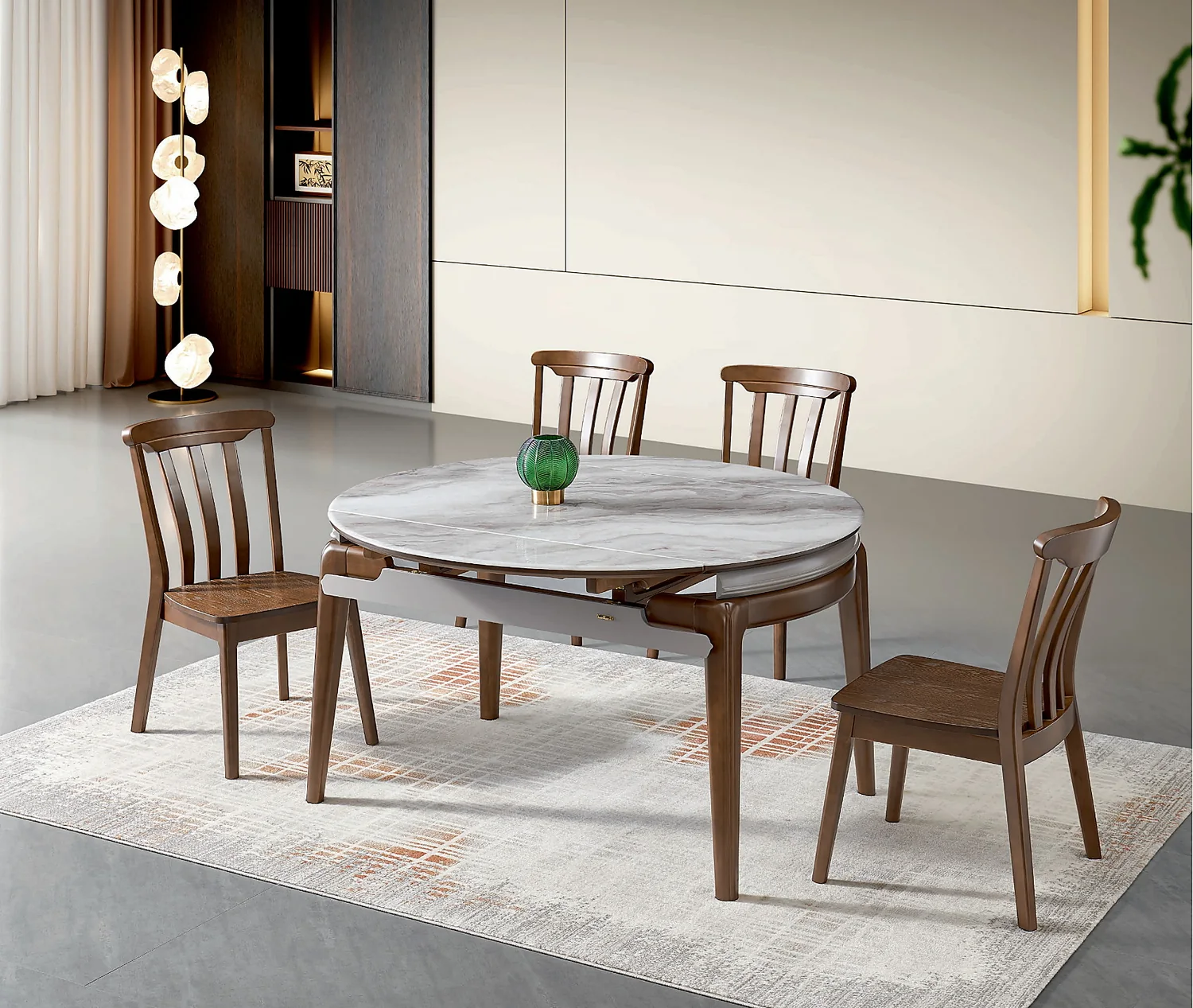 SS-036 Model 2623 Super Crystal Stone Extendable Table & Chair Set