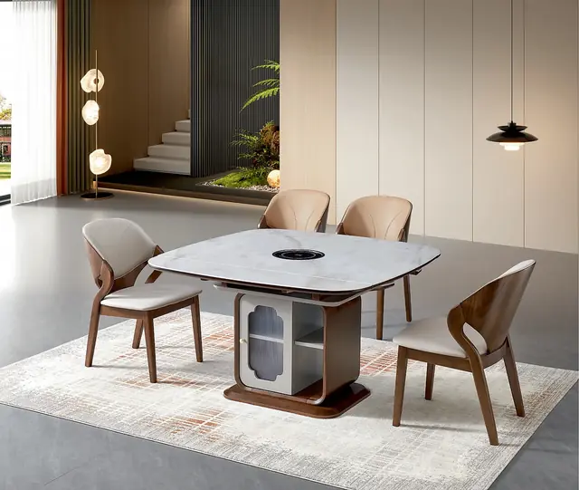 SS-037 Model 2621 Tempered Glass Extendable Table & Chair Set