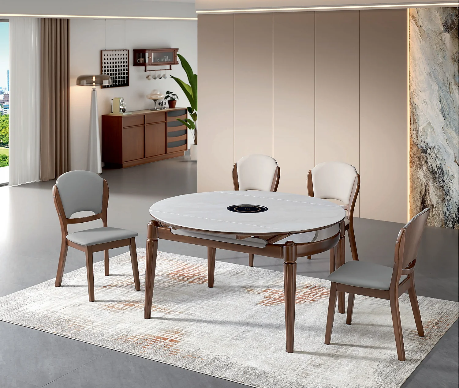 SS-038 Model 2620 Tempered Glass Extendable Table & Chair Set