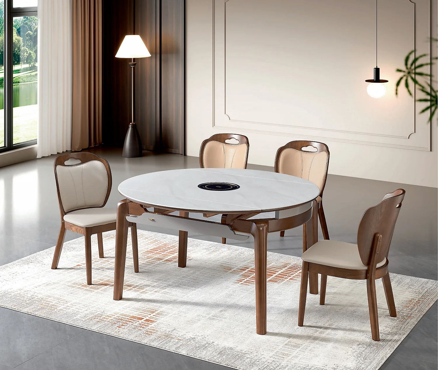 SS-039 Model 2619 Tempered Glass Extendable Table & Chair Set