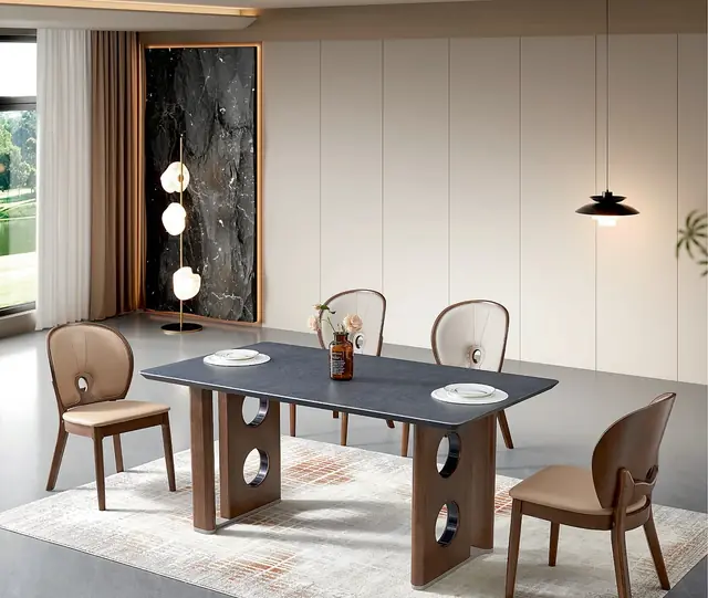 TZ-001 Model 2626 Stone Rectangular Table & Chair Set