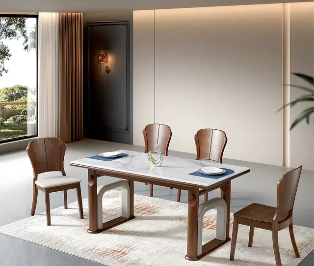 TZ-003 Model 2624 Stone Rectangular Table & Chair Set