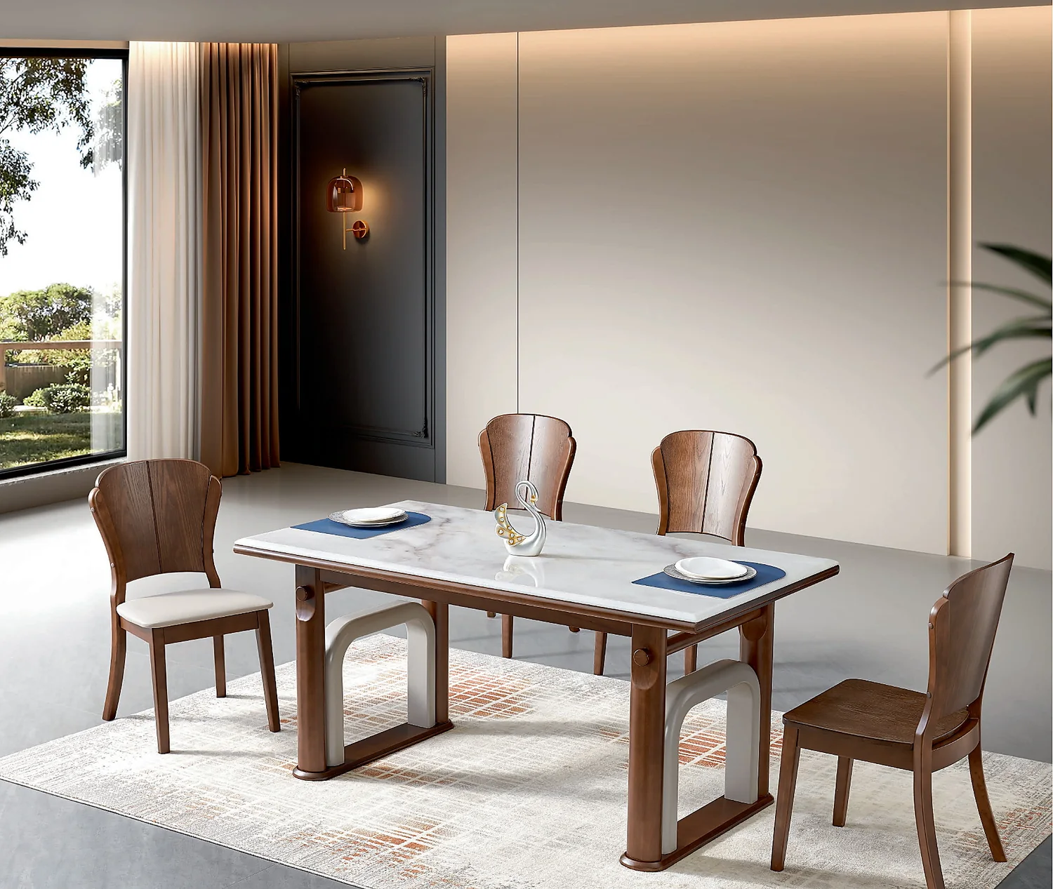 TZ-003 Model 2624 Stone Rectangular Table & Chair Set