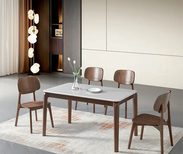 TZ-005 Model 2622 Microcrystalline Stone Rectangular Table & Chair Set