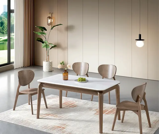 TZ-007 Model 2629 Microcrystalline Stone Rectangular Table & Chair Set