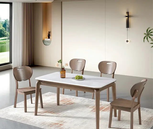 TZ-008 Model 2629 Microcrystalline Stone Rectangular Table & Chair Set