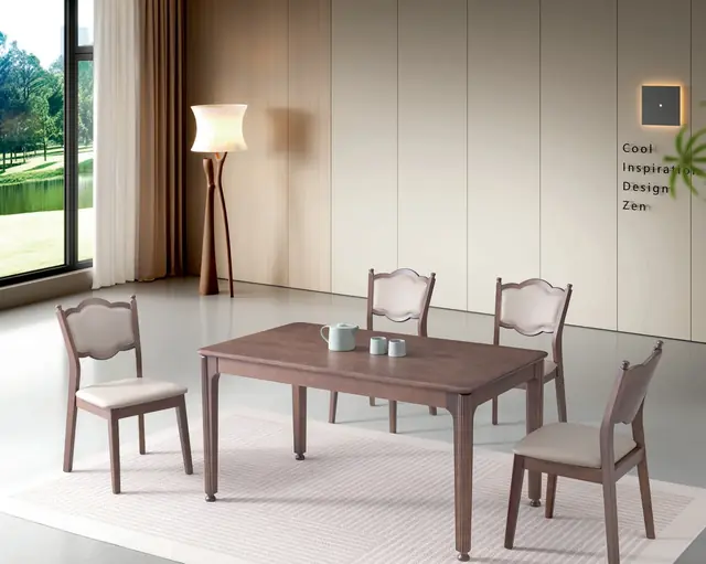 TZ-009 Model B16# Solid Wood Top Rectangular Table & Chair Set