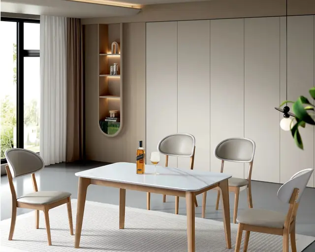 TZ-014 Model 113# Tech Glass Rectangular Table & Chair Set