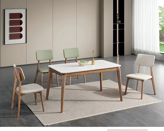 TZ-015 Model 156# Sintered Stone / Tech Glass Rectangular Table & Chair Set