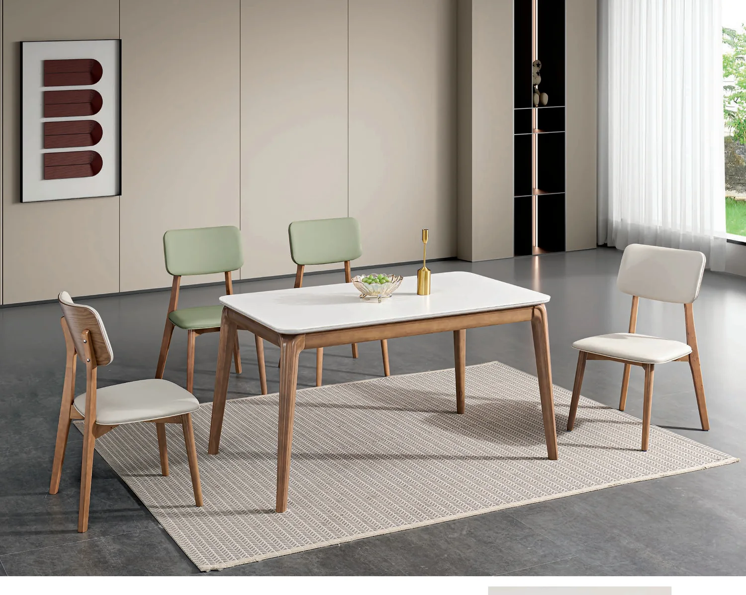 TZ-015 Model 156# Sintered Stone / Tech Glass Rectangular Table & Chair Set