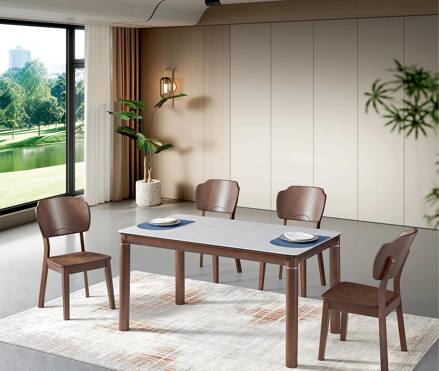 TZ-017 Model 263-2 Jade Crystal Glass Rectangular Table & Chair Set