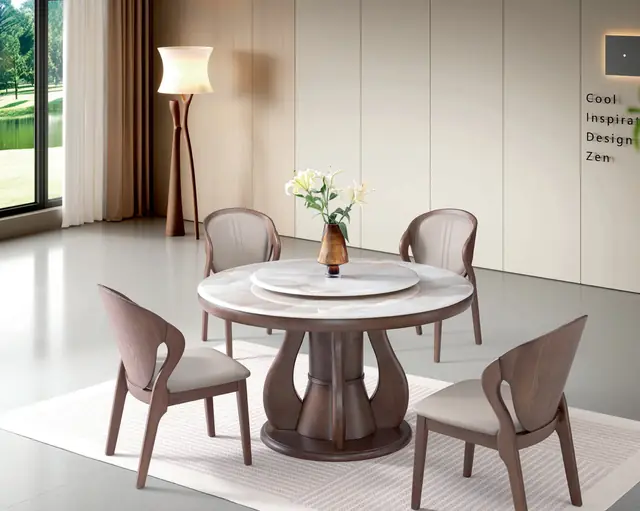 YZ-001 Model B156# Super Crystal Stone Round Table & Chair Set