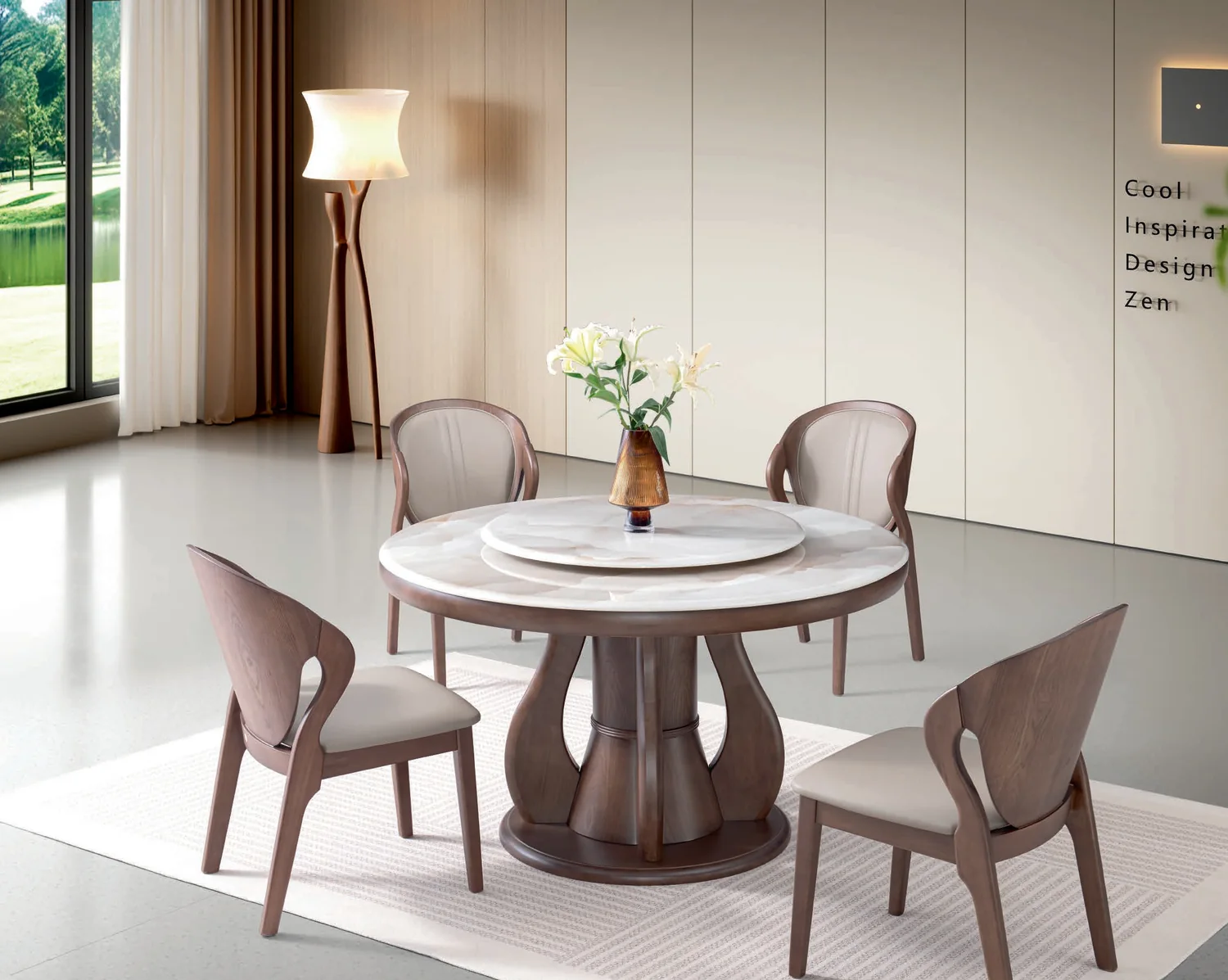 YZ-001 Model B156# Super Crystal Stone Round Table & Chair Set