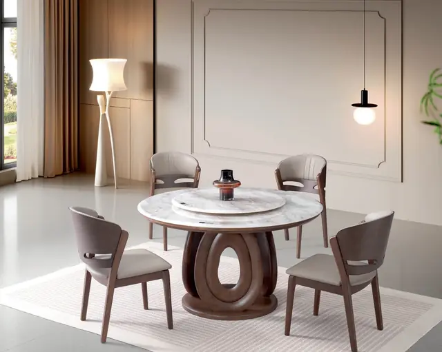 YZ-002 Model B118-1# Super Crystal Stone Round Table & Chair Set
