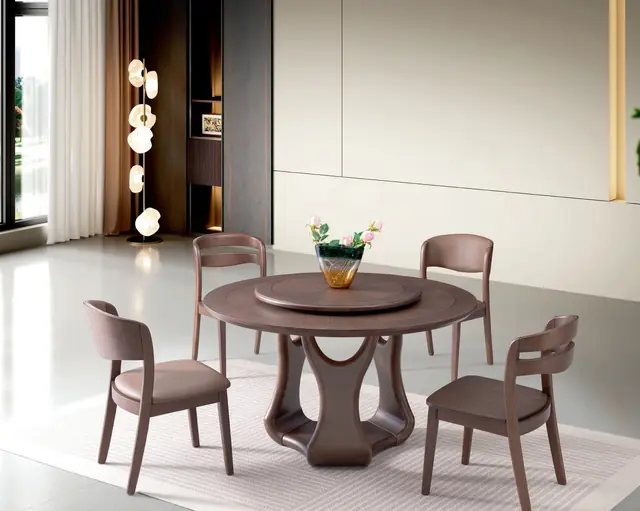 YZ-006 Model B155# Solid Wood Top Round Table & Chair Set