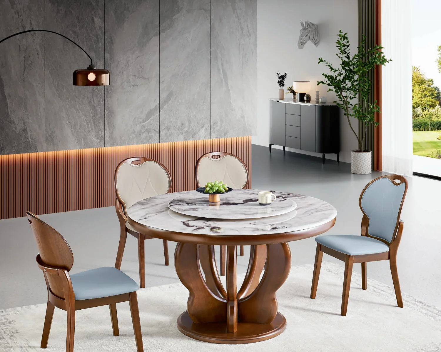 YZ-009 Model M110# Super Crystal Stone Round Table & Chair Set