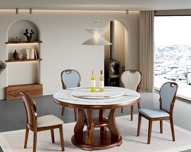 YZ-011 Model M86# Microcrystalline Stone Round Table & Chair Set