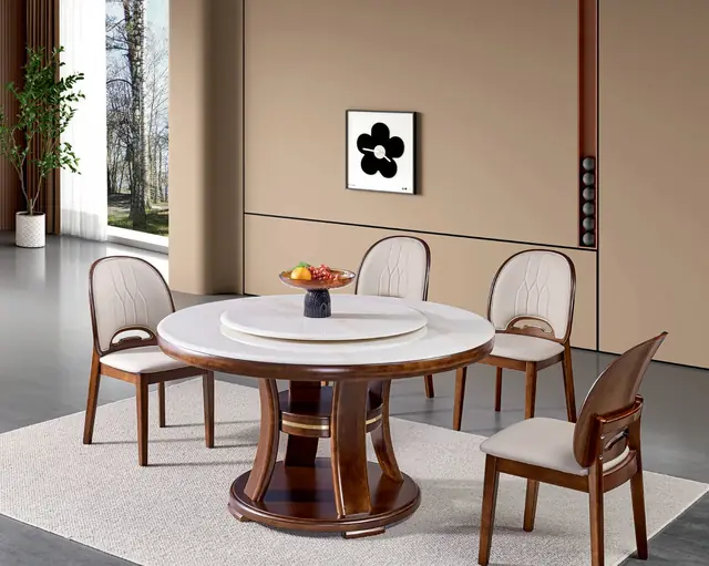 YZ-012 Model M43# Microcrystalline Stone Round Table & Chair Set