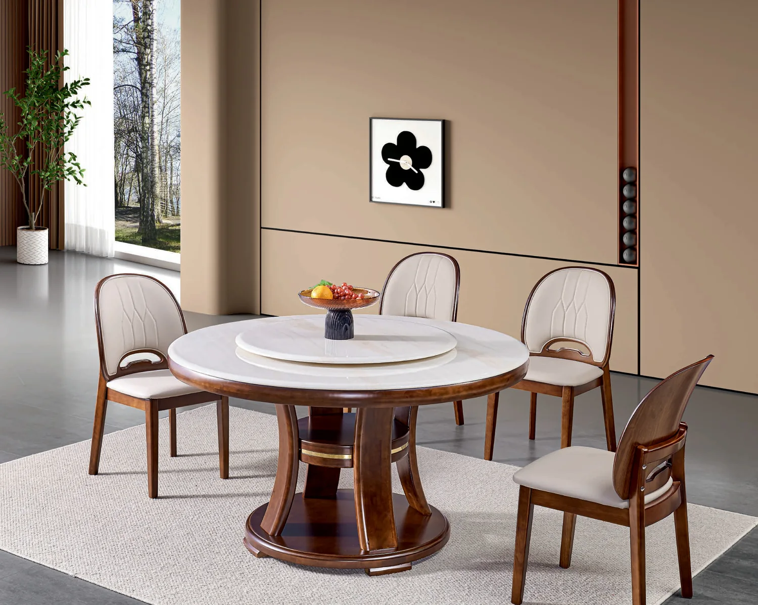 YZ-012 Model M43# Microcrystalline Stone Round Table & Chair Set