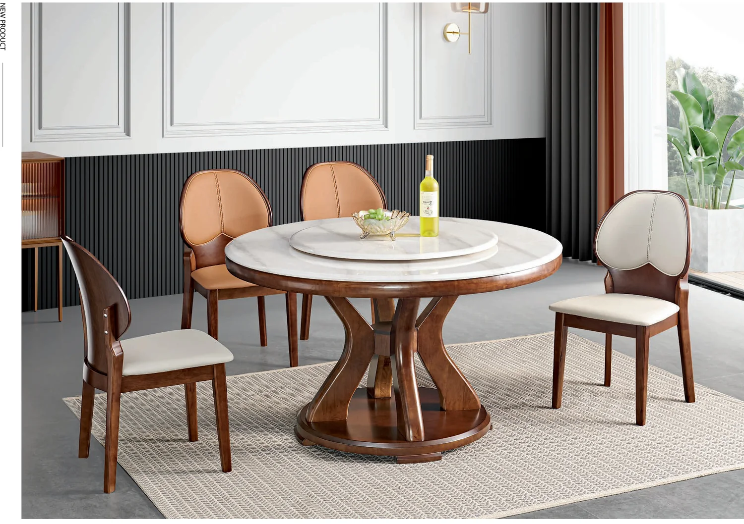 YZ-013 Model M65# Microcrystalline Stone Round Table & Chair Set