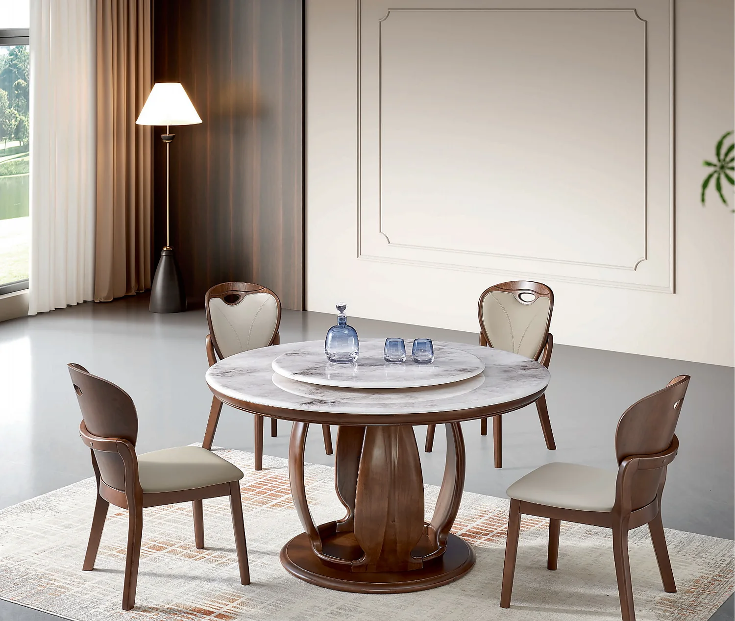 YZ-014 Model 2617 Super Crystal Stone Round Table & Chair Set