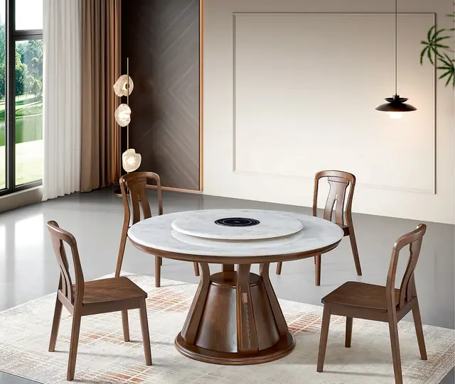 YZ-015 Model 2616 Super Crystal Stone Round Table & Chair Set