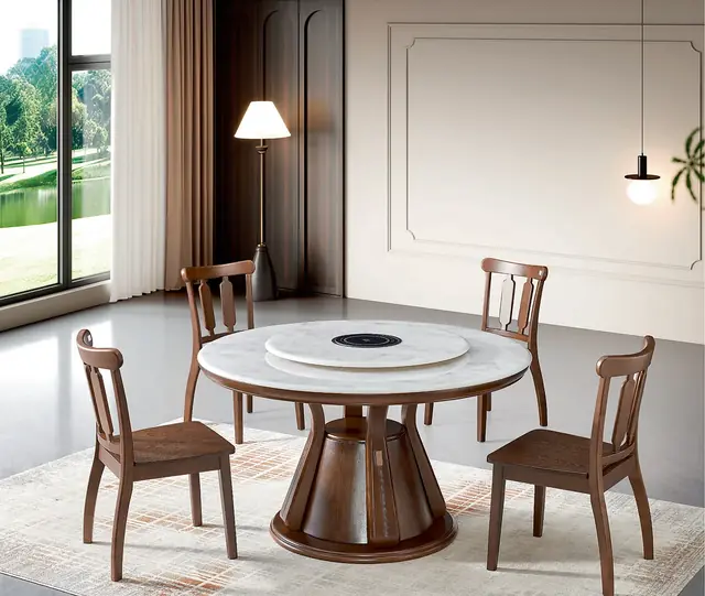 YZ-016 Model 2616 Super Crystal Stone Round Table & Chair Set