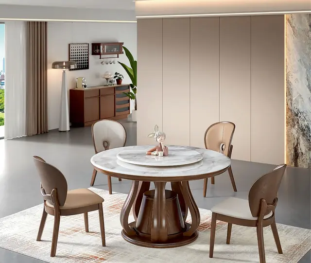 YZ-017 Model 2615 Super Crystal Stone Round Table & Chair Set