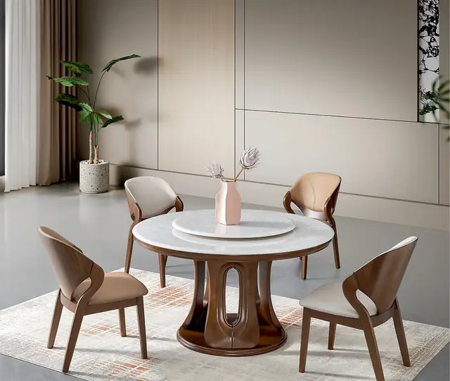 YZ-018 Model 2614 Super Crystal Stone Round Table & Chair Set