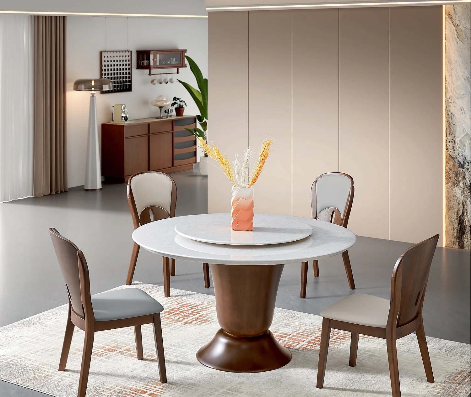 YZ-019 Model 2613 Microcrystalline Stone Round Table & Chair Set